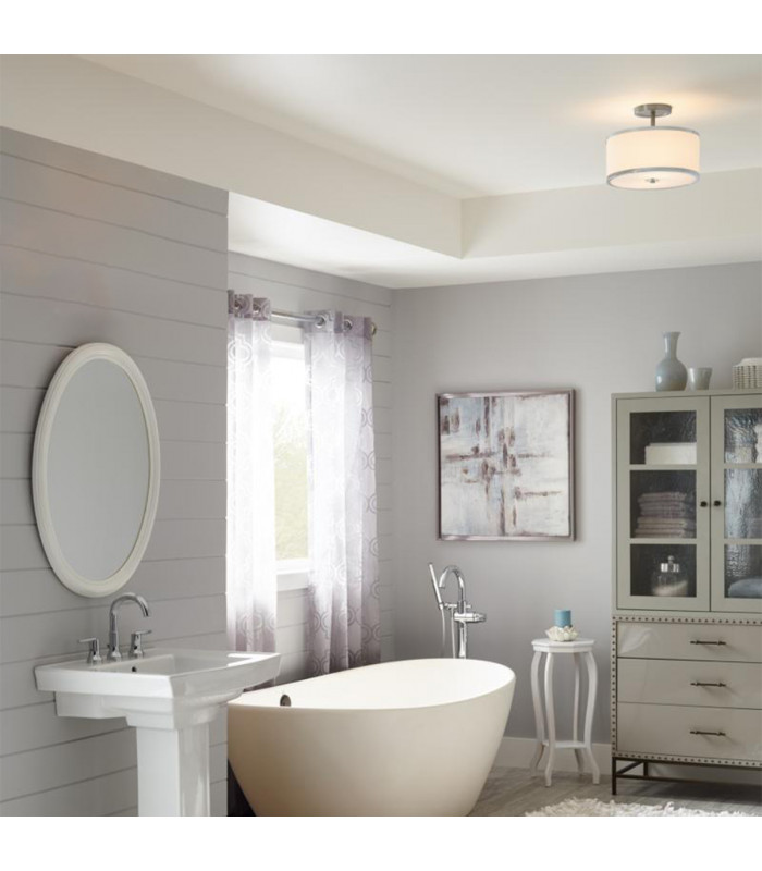 Prospect Park 2 Light Semi Flush Ceiling Light Chrome Satin Nickel E27-5