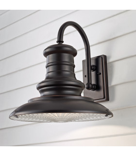 Redding Station 1 Light Outdoor Large Fisherman Dome Wall Lantern Light Restoration Bronze IP44 E27-2