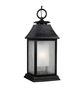 Shepherd 1 Light Large Outdoor Ceiling Pendant Lantern Weathered Zinc IP44 E27