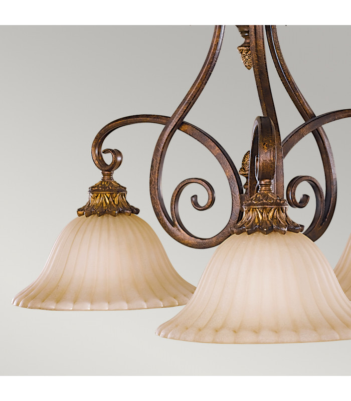 Sonoma Valley Multi Arm Chandelier 3 Light Aged Tortoise Shell Finish E27-4