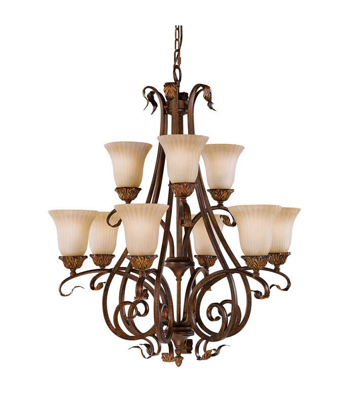 Sonoma Valley 9 Light Multi Arm Chandelier Aged Tortoise Shell Finish E27