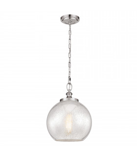 Tabby 1 Light Dome Ceiling Pendant Brushed Steel E27-1