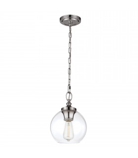 Tabby 1 Light Dome Ceiling Mini Pendant Polished Nickel E27-1
