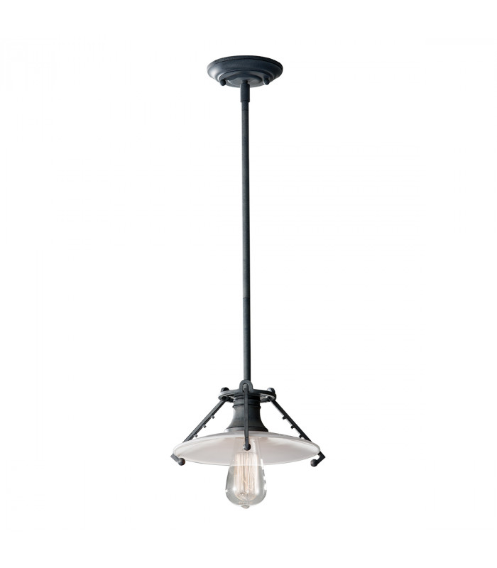 Urban Renewal 1 Light Ceiling Pendant Weathered Zinc Opal Glass E27-1