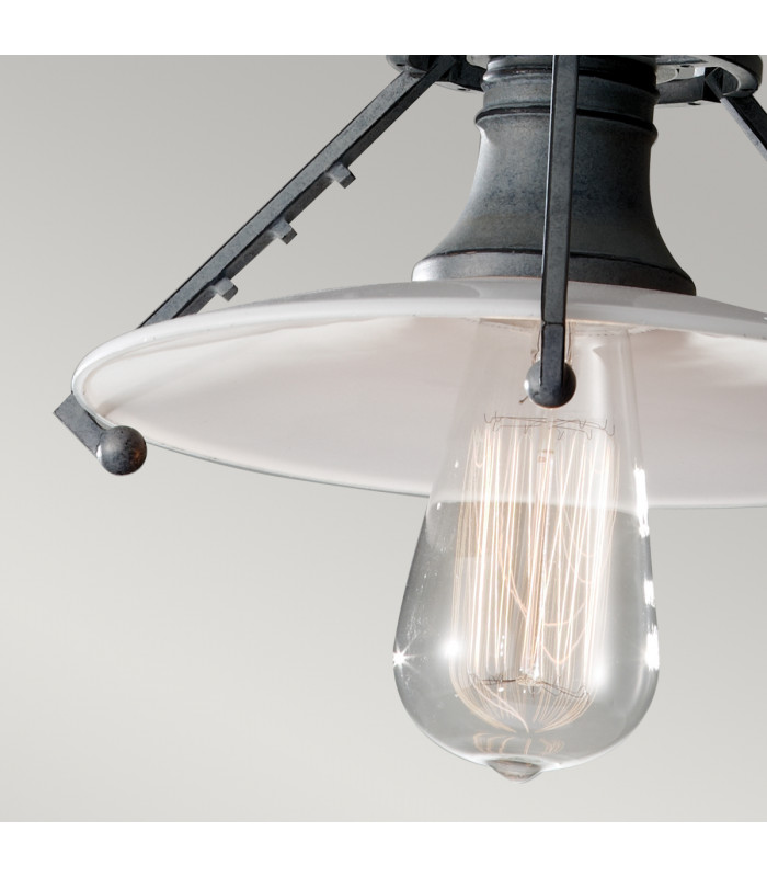 Urban Renewal 1 Light Ceiling Pendant Weathered Zinc Opal Glass E27-4