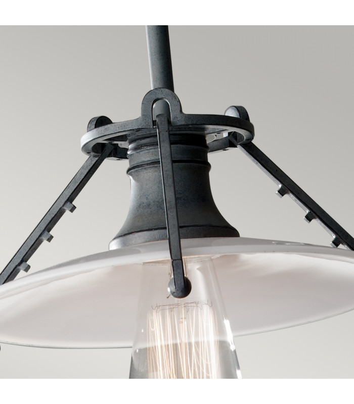 Urban Renewal 1 Light Ceiling Pendant Weathered Zinc Opal Glass E27-5