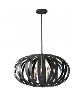 Woodstock 6 Light Large Spherical Cage Ceiling Chandelier Pendant Light Black E14