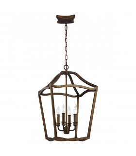 Yarmouth 4 Light Candle Pendant Chain Lantern Painted Aged Brass-1