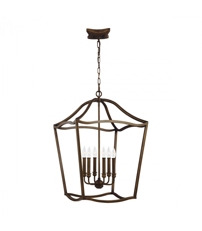 Yarmouth 6 Light Pendant Painted Aged Brass-1