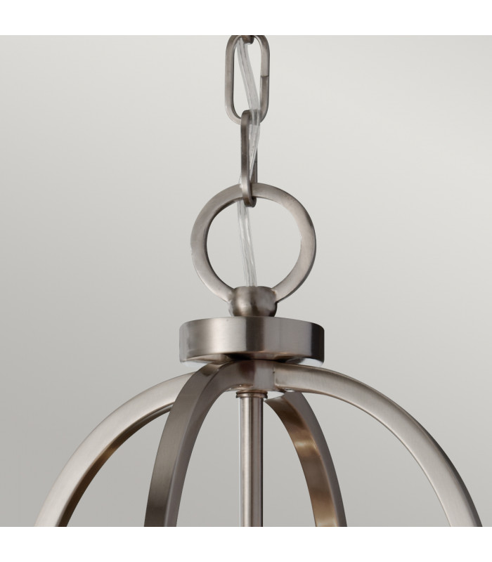Zara 4 Light Cylindrical Ceiling Pendant Light Brushed Steel with Silver Fabric E27-3