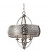Zara 4 Light Multi Arm Ceiling Chandelier Pendant Light Brushed Steel with Silver Fabric E14-1