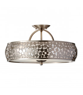 Zara 3 Light Semi Flush Ceiling Light Brushed Steel E27-1
