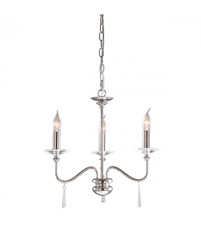 Finsbury Park Chandelier 3 Light Polished Nickel Finish E14-1
