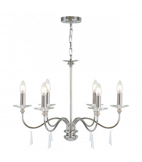 Finsbury Park 6 Light Multi Arm Chandelier Polished Nickel Finish - Shades Not Included E14-1