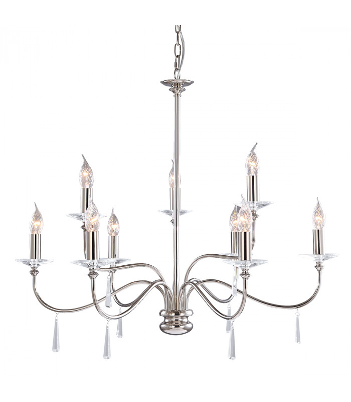 Finsbury Park 9 Light Chandelier Polished Nickel Finish E14-1