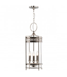 Guildhall 3 Light Ceiling Lantern Pendant Polished Nickel E14