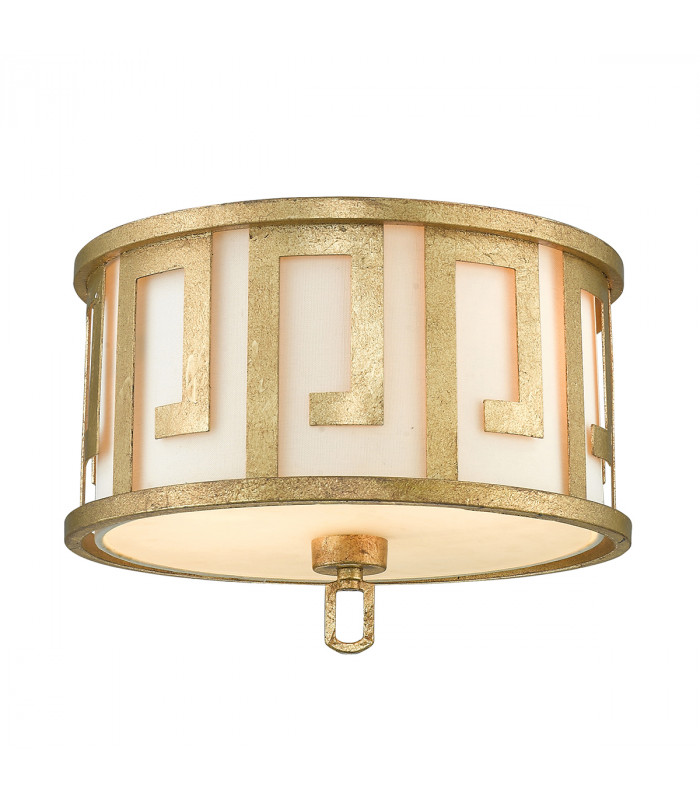 Lemuria 2 Light Cylindrical Flush Ceiling Lamp Distressed Gold-1