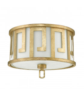 Lemuria 2 Light Cylindrical Flush Ceiling Lamp Distressed Gold-2