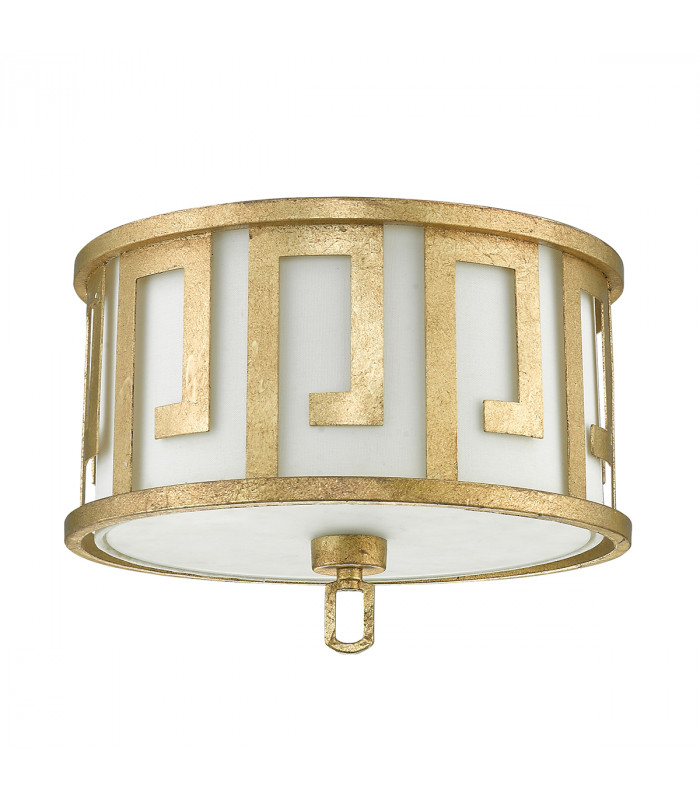 Lemuria 2 Light Cylindrical Flush Ceiling Lamp Distressed Gold-2