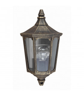 Cricklade 1 Light Outdoor Wall Half Lantern Light Black Gold IP44 E27-1