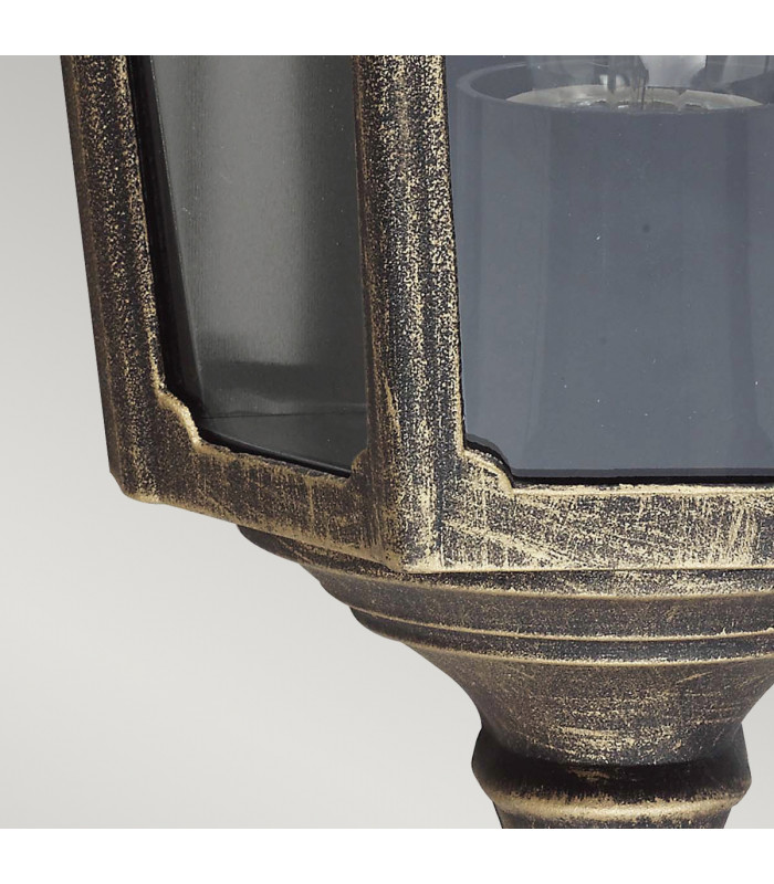 Cricklade 1 Light Outdoor Wall Half Lantern Light Black Gold IP44 E27-4