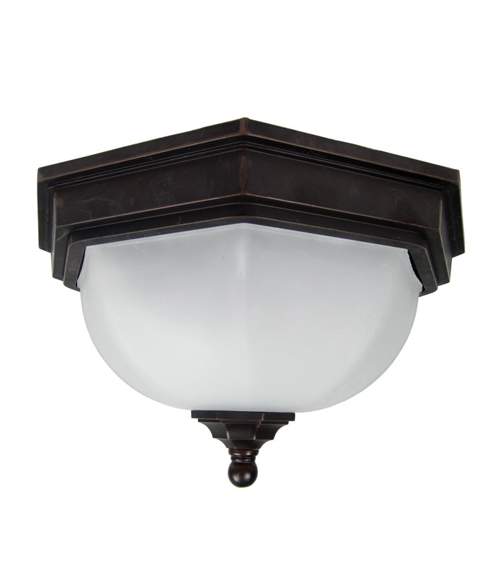 Fairford 2 Light Bathroom Flush Ceiling Lantern Bronze IP44 E27-1