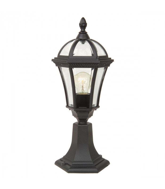 Ledbury 1 Light Outdoor Pedestal Lantern Black IP44 E27-1