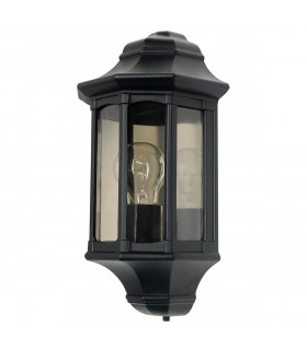 Newbury 1 Light Outdoor Wall Half Lantern Light Black IP44 E27-1