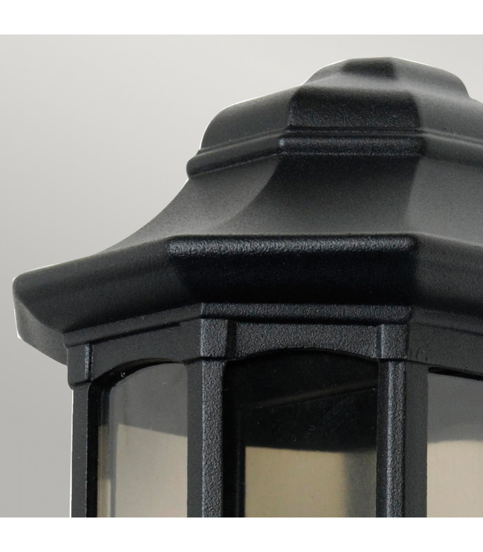 Newbury 1 Light Outdoor Wall Half Lantern Light Black IP44 E27-2