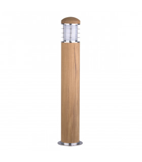 Poole 1 Light Outdoor Bollard Light Stainless Steel Teak IP55 E27-1