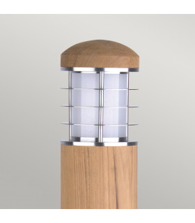 Poole 1 Light Outdoor Bollard Light Stainless Steel Teak IP55 E27-2