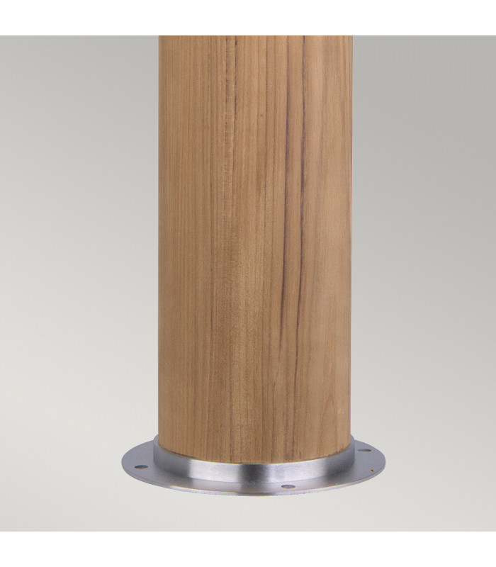 Poole 1 Light Outdoor Bollard Light Stainless Steel Teak IP55 E27-3