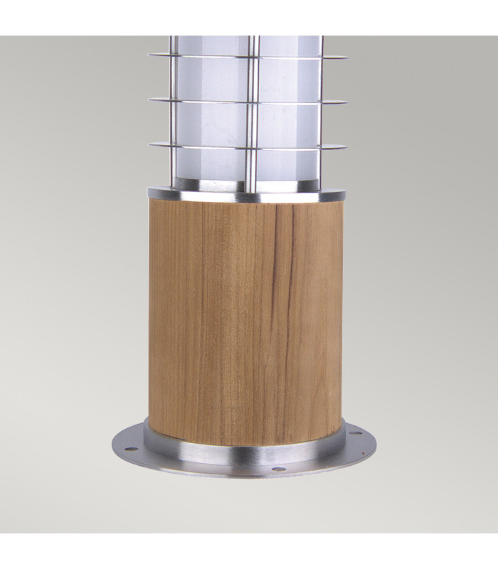 Poole 1 Light Outdoor Bollard Light Stainless Steel Teak IP55 E27-3
