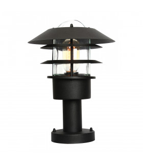 Helsingor 1 Light Outdoor Coastal Pedestal Lantern Black IP44 E27-1