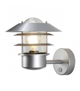 Helsingor 1 Light Outdoor Lantern Light Silver with PIR Motion Sensor IP44 E27-1