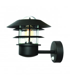Helsingor 1 Light Outdoor Coastal Wall Lantern Light Black with PIR Motion Sensor IP44 E27-1