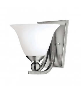 Bolla 1 Light Wall Light Brushed Nickel Glass Shade E27-1