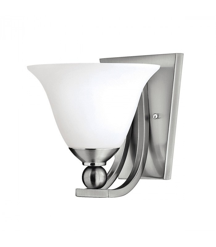 Bolla 1 Light Wall Light Brushed Nickel Glass Shade E27-1