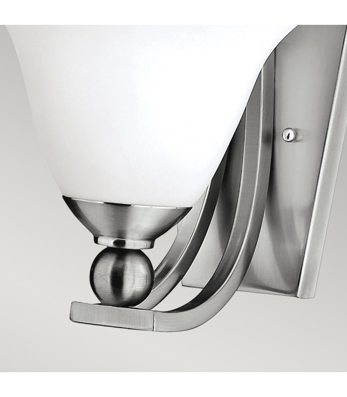 Bolla 1 Light Wall Light Brushed Nickel Glass Shade E27-3