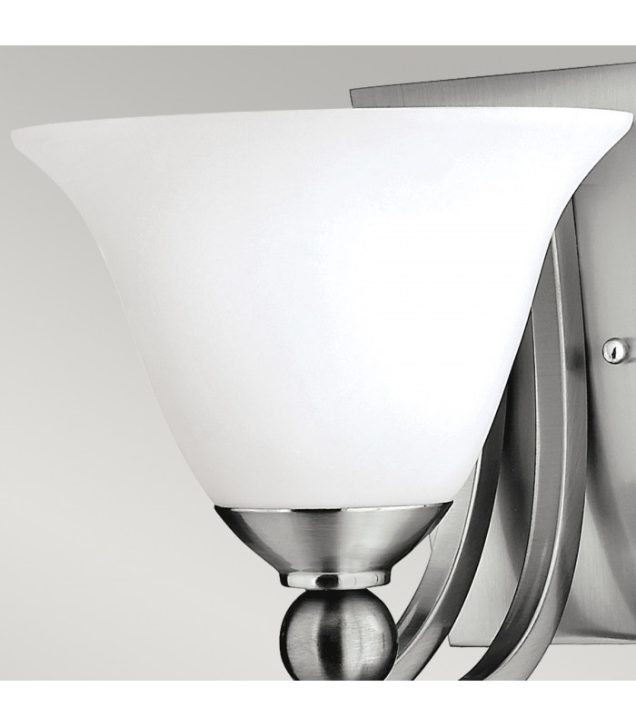 Bolla 1 Light Wall Light Brushed Nickel Glass Shade E27-4
