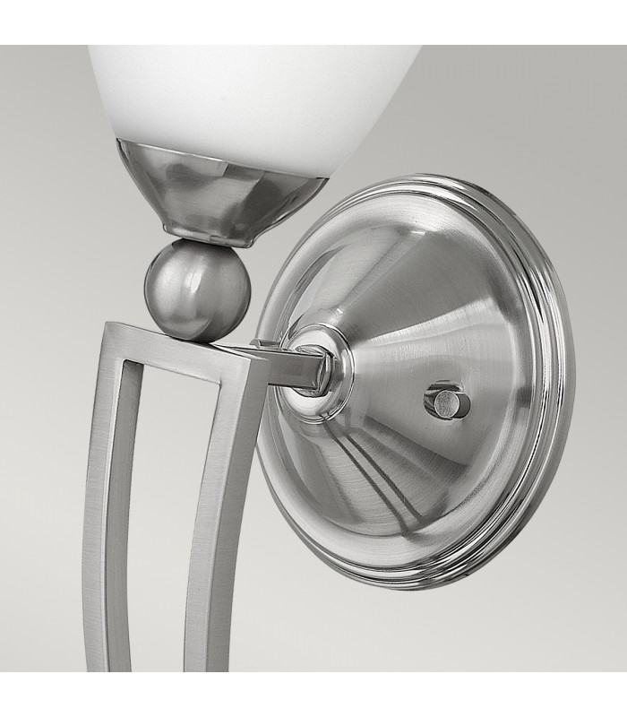 Bolla 1 Light Wall Light Brushed Nickel Glass Shade E27-2