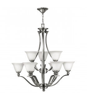 Bolla 9 Light Multi Arm Chandelier Brushed Nickel Finish E27-1