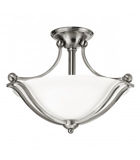 Bolla 2 Light Semi Flush Ceiling Light Brushed Nickel E27-1