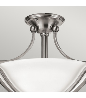 Bolla 2 Light Semi Flush Ceiling Light Brushed Nickel E27-2