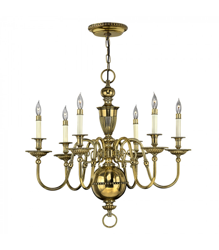 Cambridge 6 Light Chandelier Polished Brass Finish E14-1