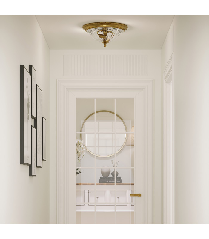 Cambridge 2 Light Flush Mount Ceiling Light Burnished Brass E27-5