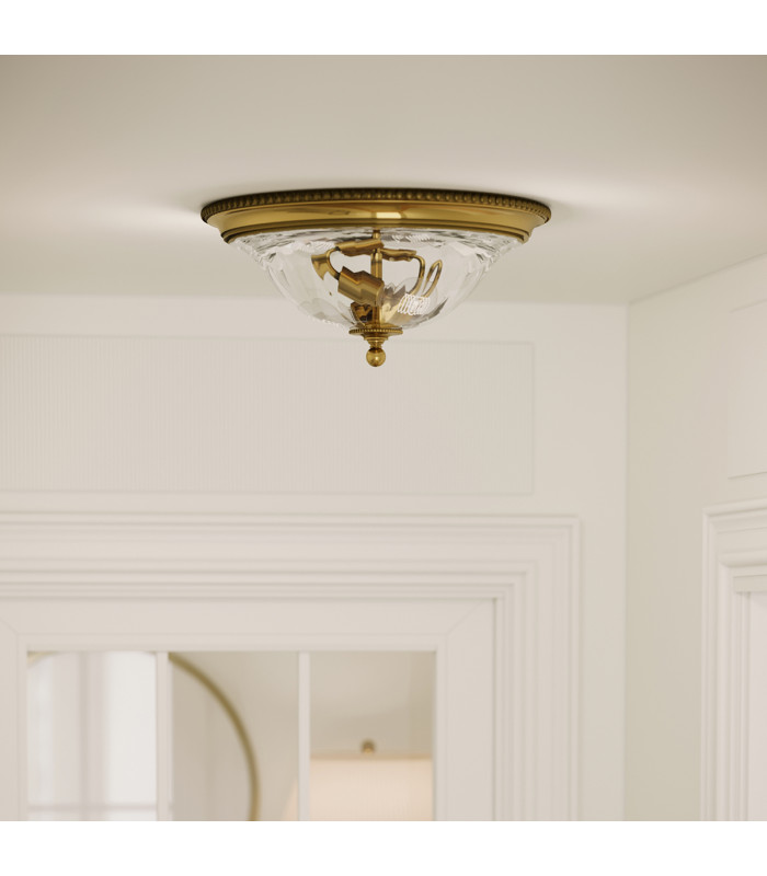 Cambridge 2 Light Flush Mount Ceiling Light Burnished Brass E27-6