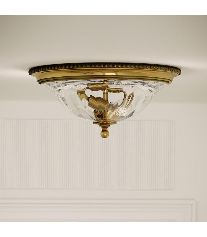 Cambridge 2 Light Flush Mount Ceiling Light Burnished Brass E27-7