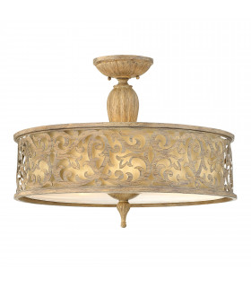 Carabel 3 Light Large Semi Flush Ceiling Light Brushed Champagne E27-1