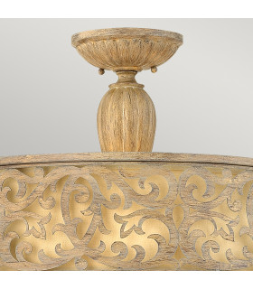 Carabel 3 Light Large Semi Flush Ceiling Light Brushed Champagne E27-2